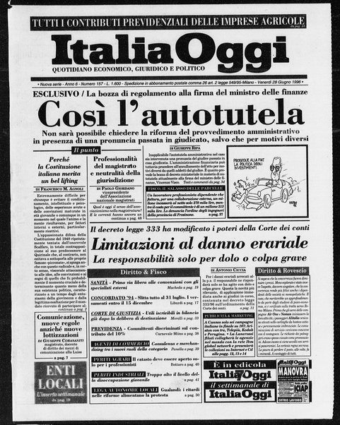 Italia oggi : quotidiano di economia finanza e politica